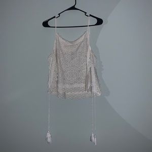 Aerie White Lace Side Tie Top Coverup Medium